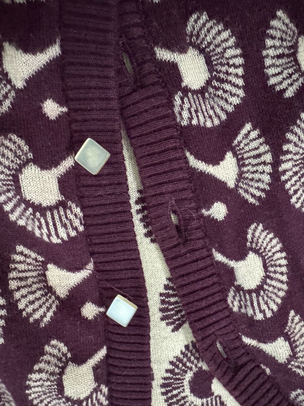 Anthropologie Purple and Cream Patterned Knit Cardigan - Picture 6 of 15